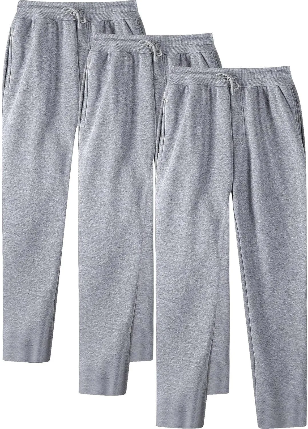3 Pack Men's Sweatpants Solid Pants Straight Leg Loose Fit Summer Spring Elastic Waist Trousers with Pockets