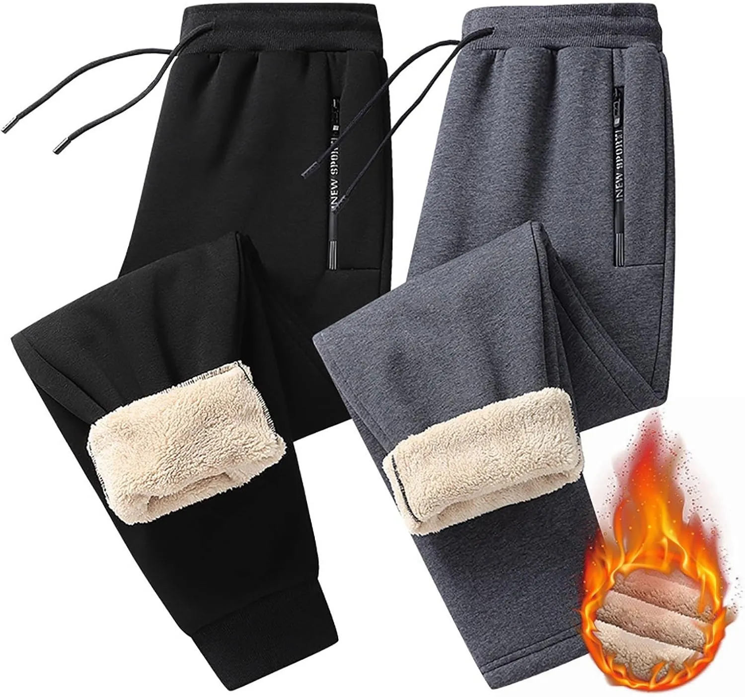 BIFUTON Fleece Lined Pants Men Big and Tall,Men's Sherpa Lined Athletic Sweatpants Winter Warm Track Pants Heavyweight Pants
