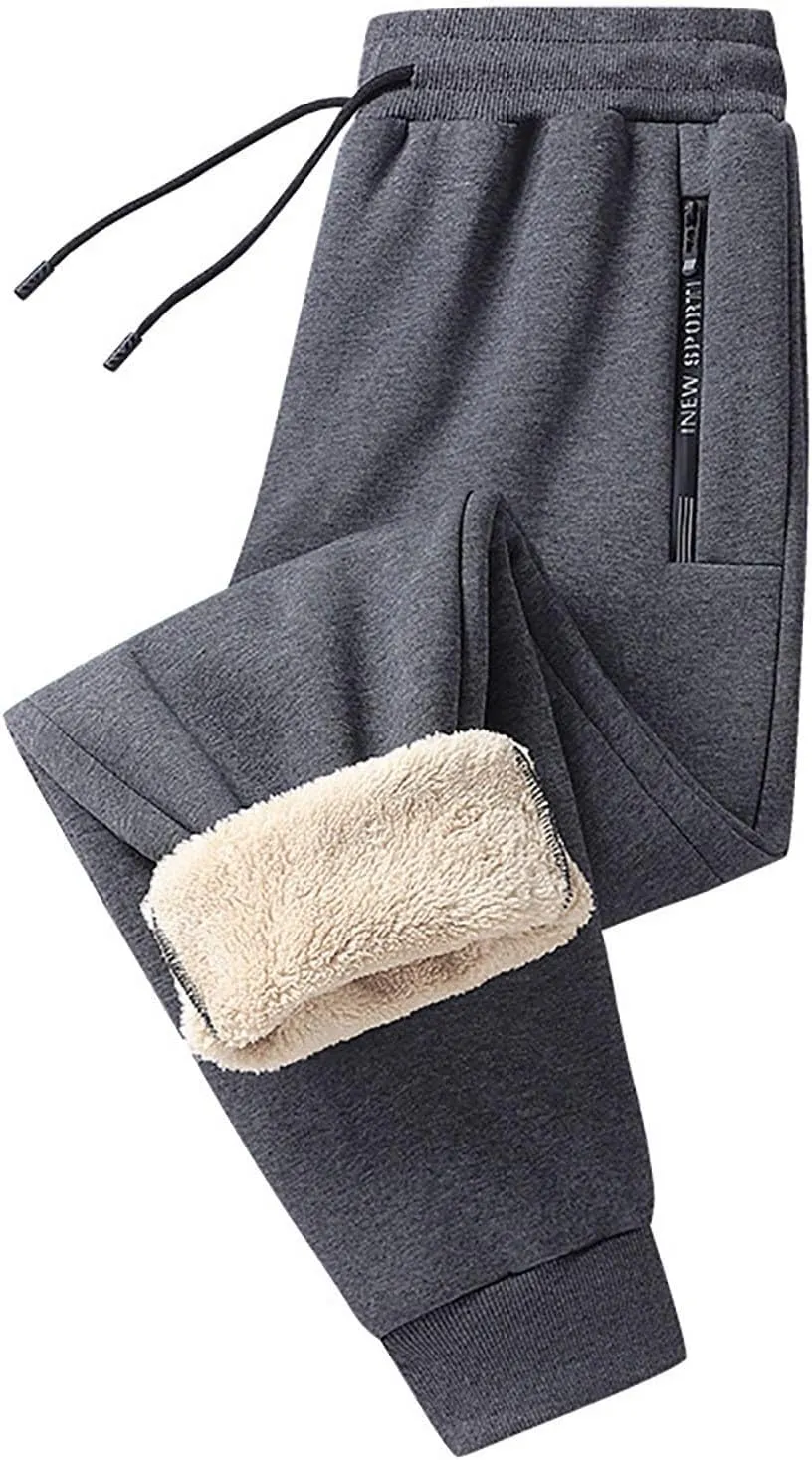 BIFUTON Fleece Lined Pants Men Big and Tall,Men's Sherpa Lined Athletic Sweatpants Winter Warm Track Pants Heavyweight Pants