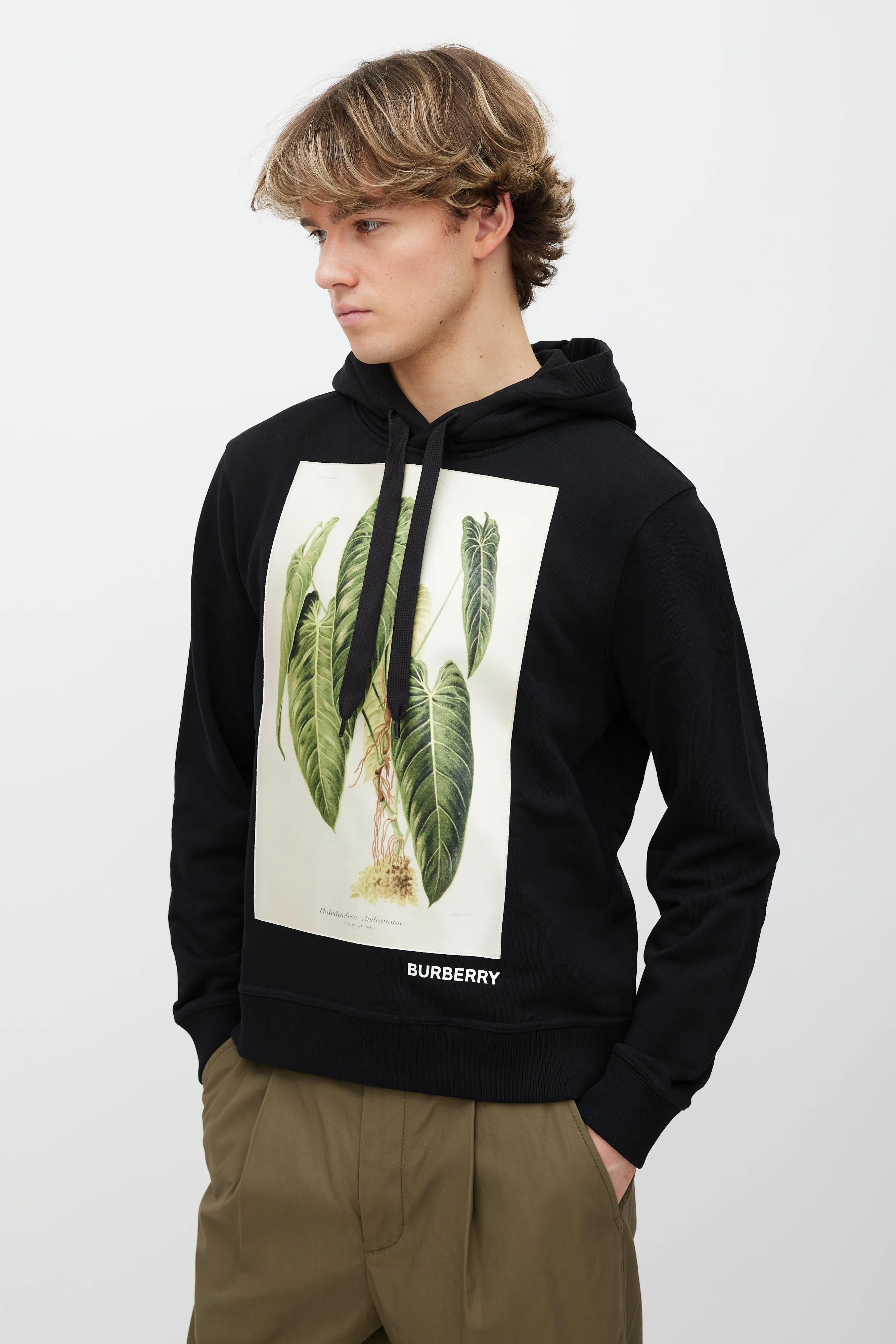 Black & Green Printed Satin Patch Hoodie