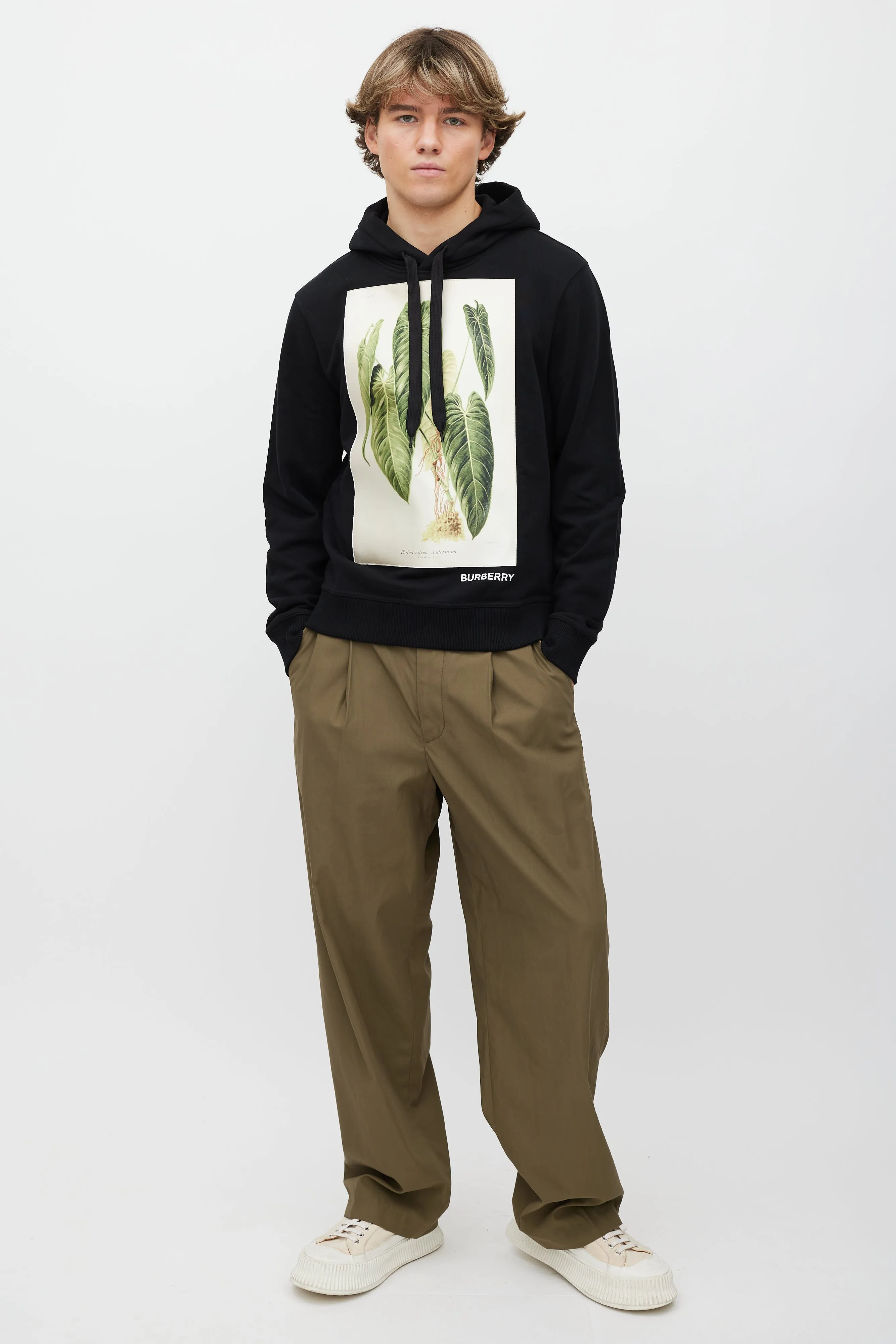 Black & Green Printed Satin Patch Hoodie