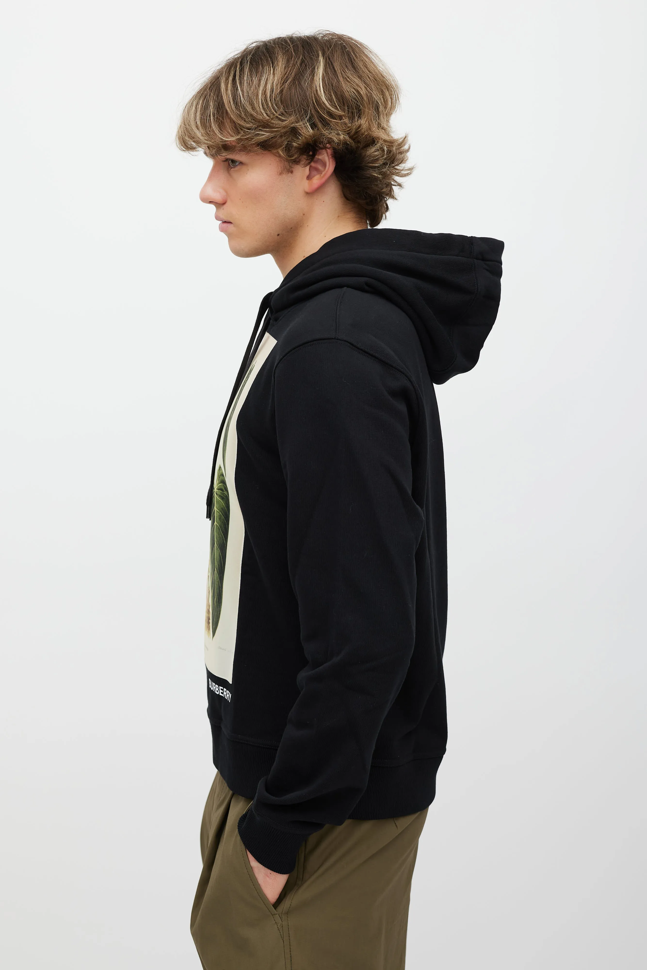 Black & Green Printed Satin Patch Hoodie