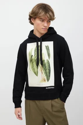 Black & Green Printed Satin Patch Hoodie