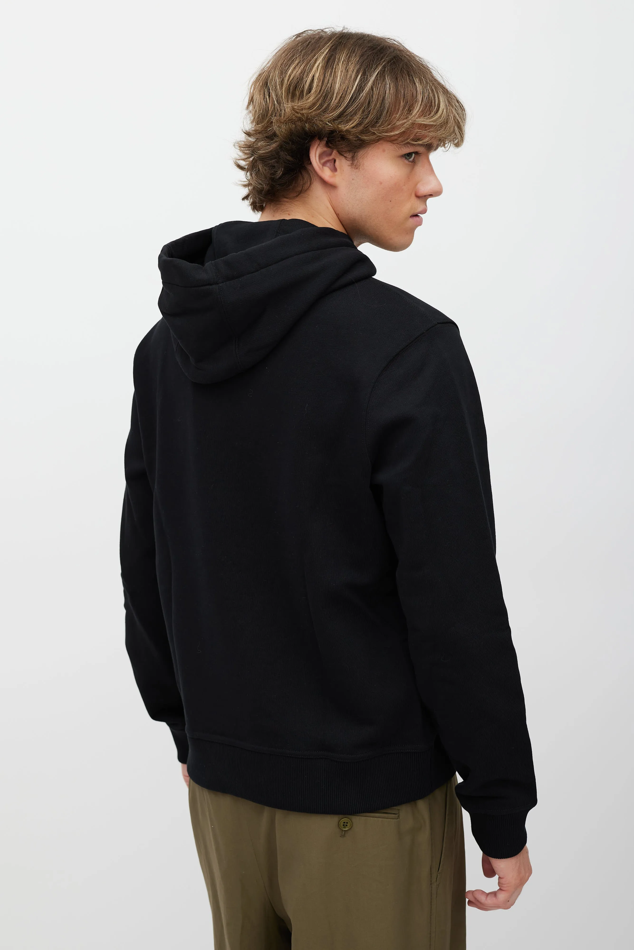 Black & Green Printed Satin Patch Hoodie