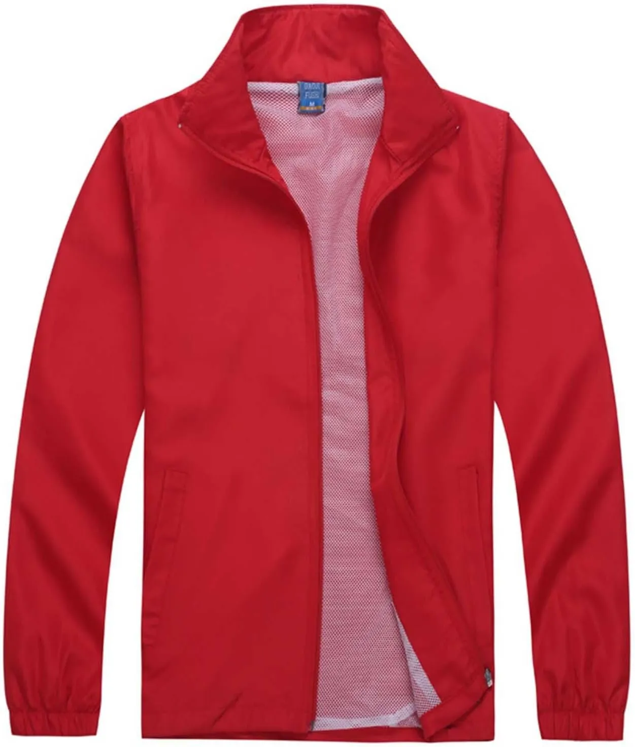 Cambkatl Men's Sports Coat, Full Zipper Stand Collar Long Sleeve Outwear Jacket with Mesh Liner & Pockets