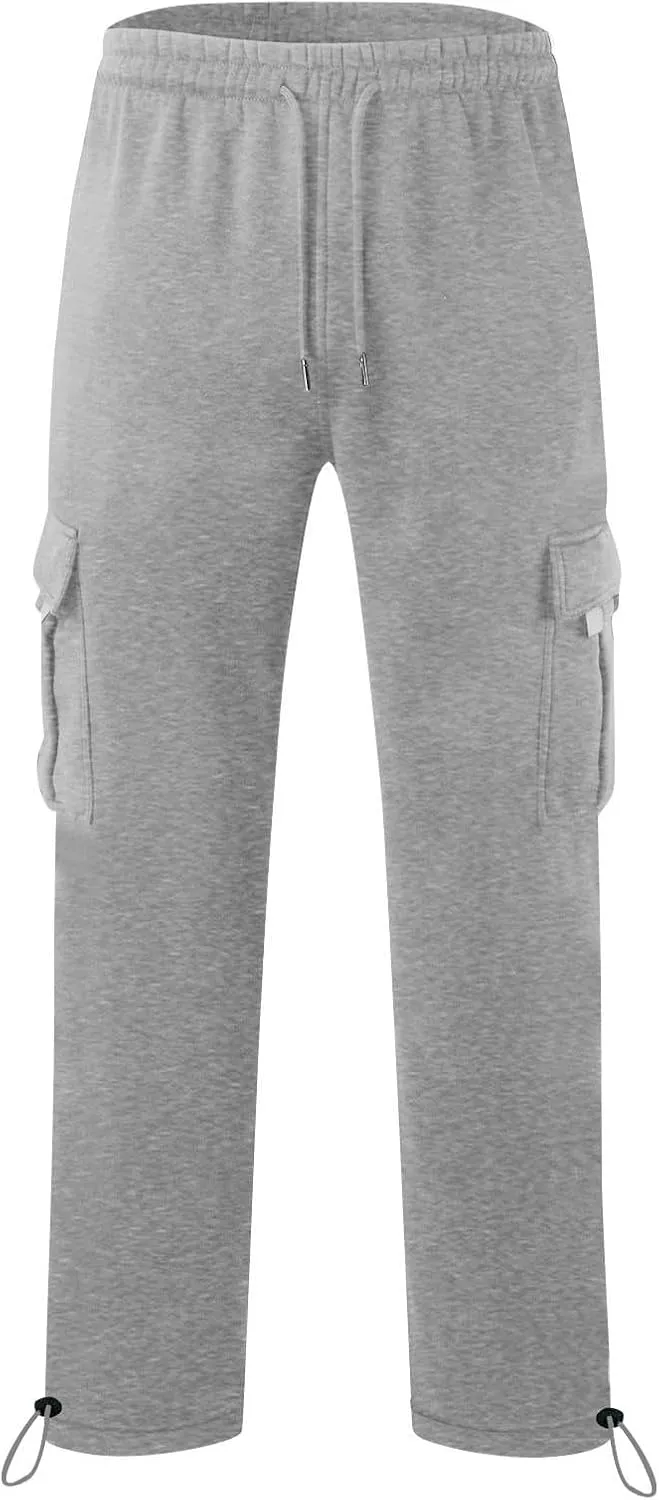 Cargo Pants Men Workout Baggy Straight Drawstring Camping Fishing Trousers Outdoor Tactical Cargo Pants with Multi-Pockets