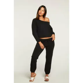 Cotton Fleece Cropped Batwing Raglan Pullover