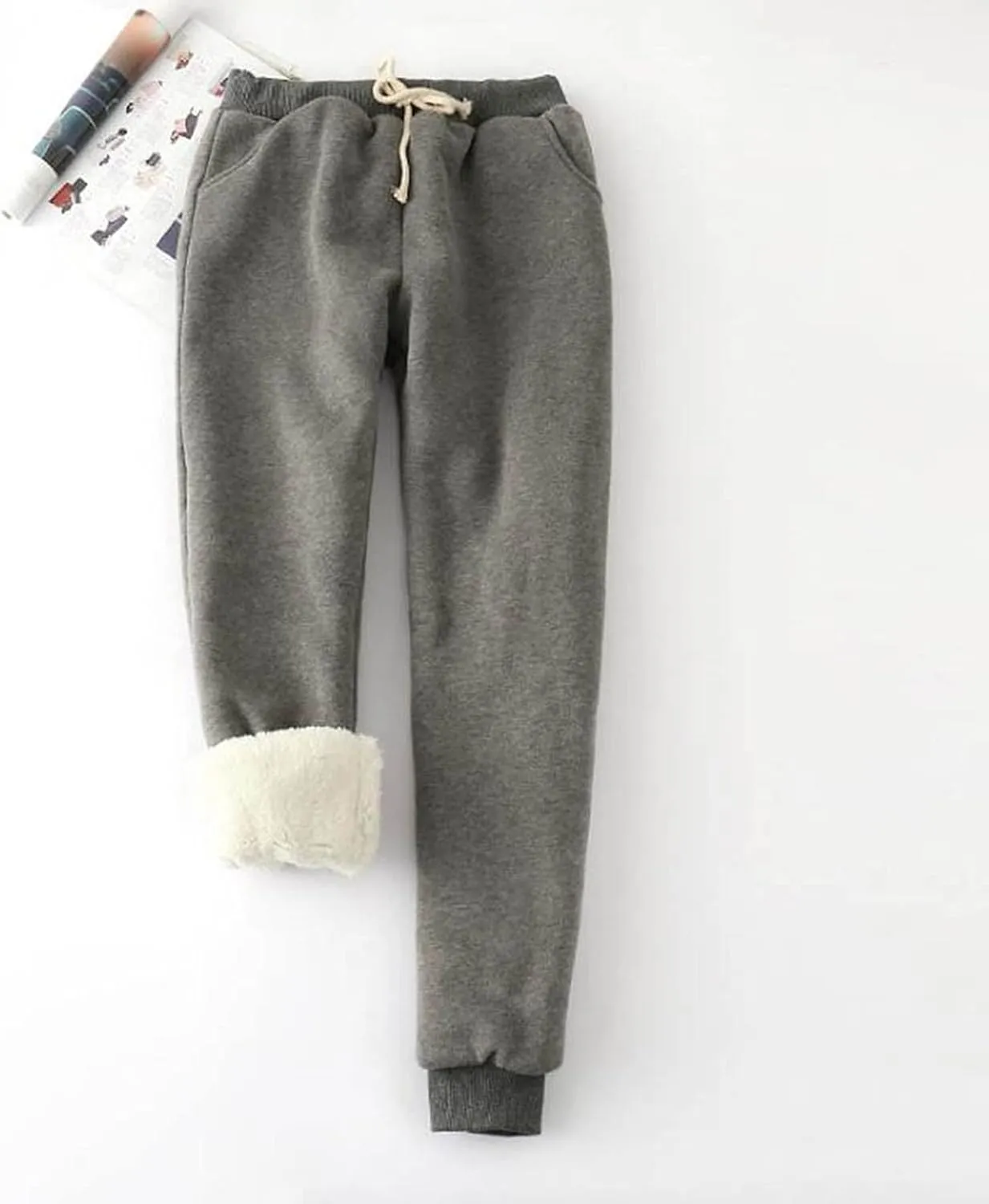 fartey Womens Fleece Lined Sweatpants Winter Sherpa Warm Joggers Pants Athletic Workout High Waist Casual Trousers