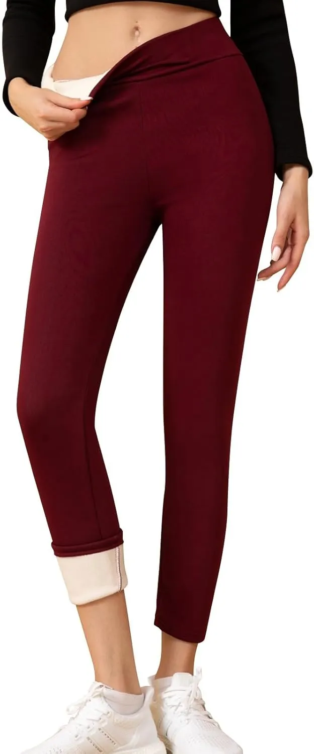 Fleece Lined Leggings Women Tummy Control Thermal Winter Warm Tights High Waisted Yoga Pants Cold Weather Pantyhose