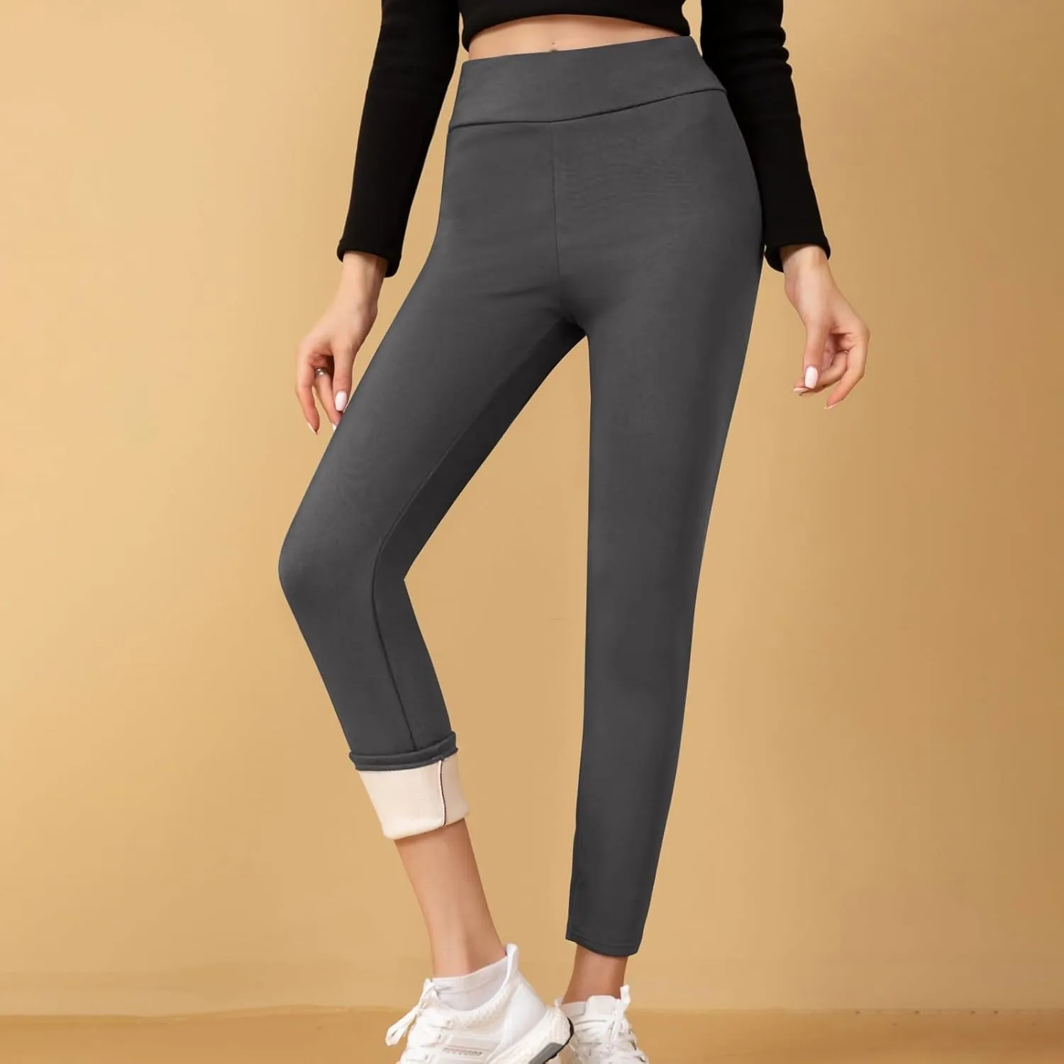Fleece Lined Leggings Women Tummy Control Thermal Winter Warm Tights High Waisted Yoga Pants Cold Weather Pantyhose