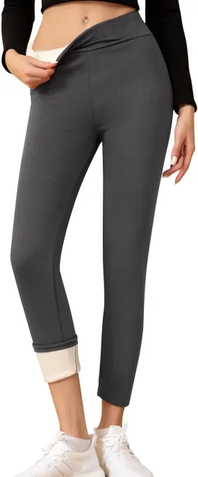 Fleece Lined Leggings Women Tummy Control Thermal Winter Warm Tights High Waisted Yoga Pants Cold Weather Pantyhose
