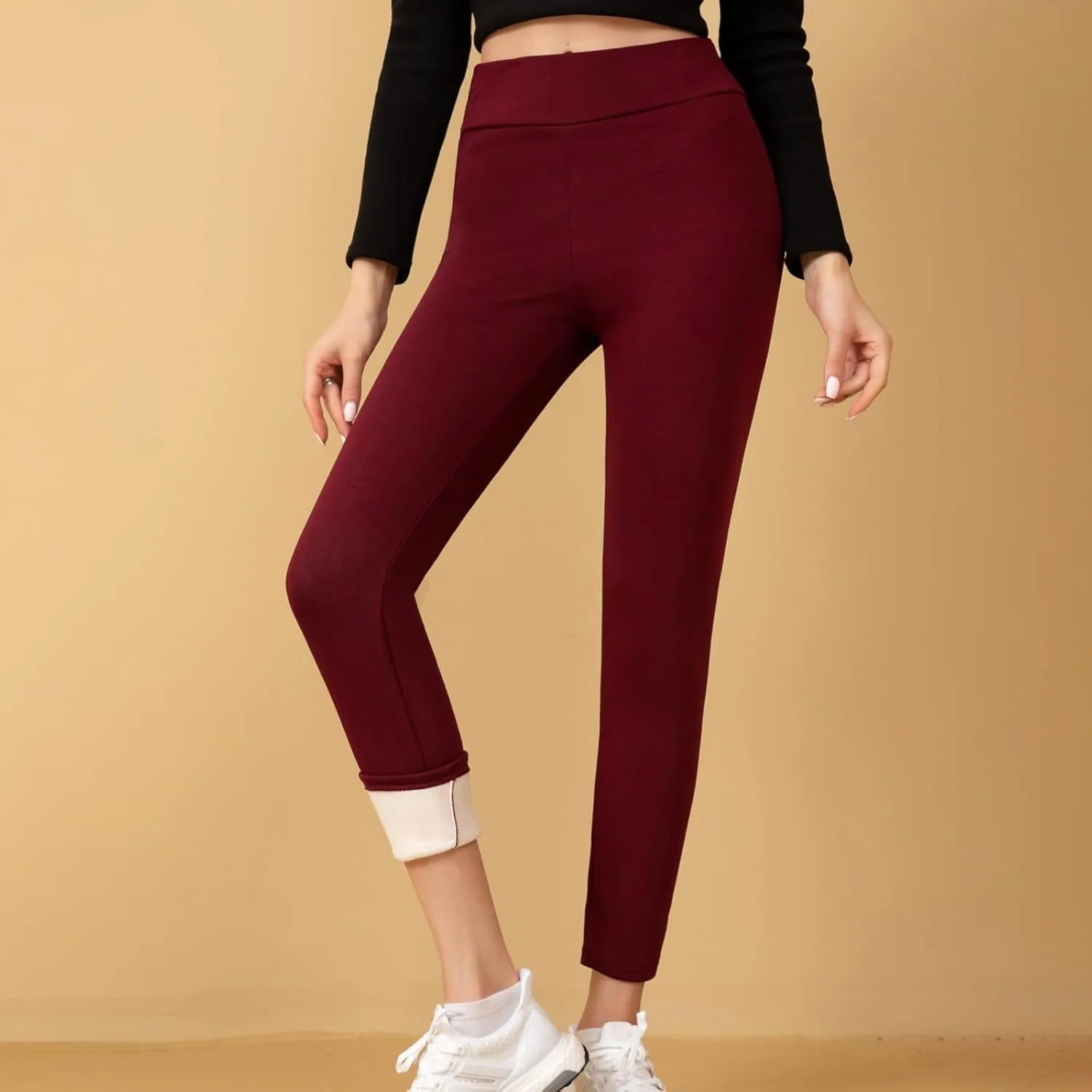 Fleece Lined Leggings Women Tummy Control Thermal Winter Warm Tights High Waisted Yoga Pants Cold Weather Pantyhose