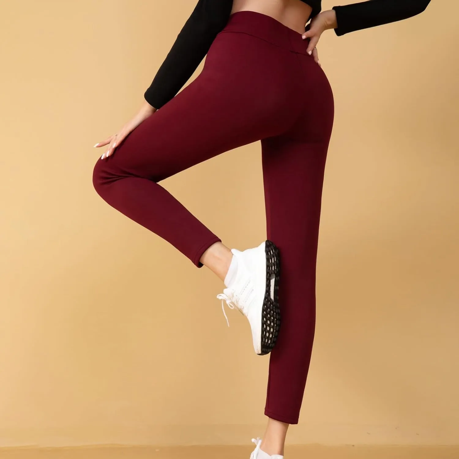 Fleece Lined Leggings Women Tummy Control Thermal Winter Warm Tights High Waisted Yoga Pants Cold Weather Pantyhose