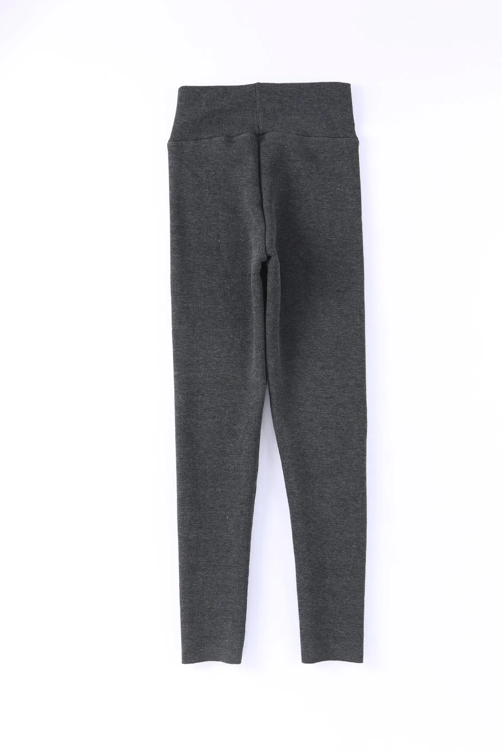 Fleece Lined Ribbed Knit High Waist Leggings