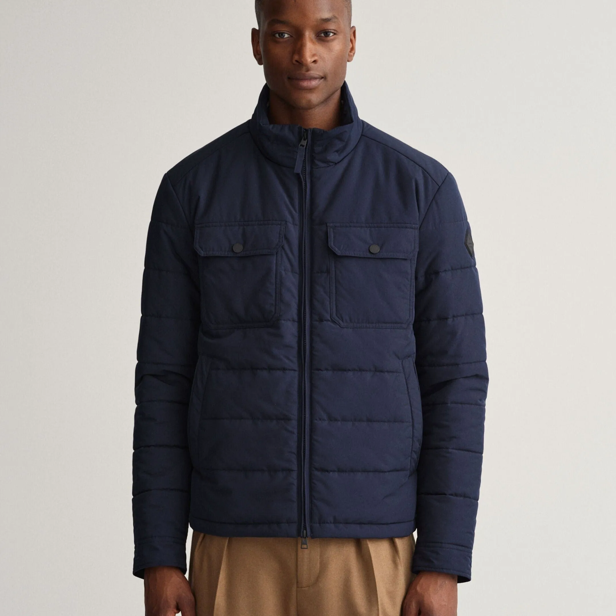 GANT Channel Quilted Windcheater Jacket in Evening Blue