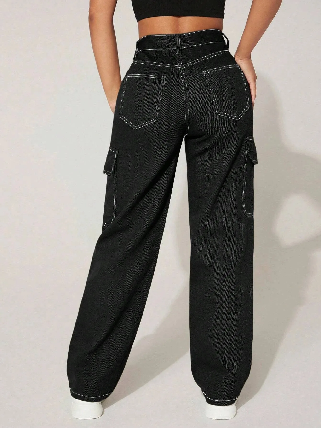High Waist Long Length Cargo Pants