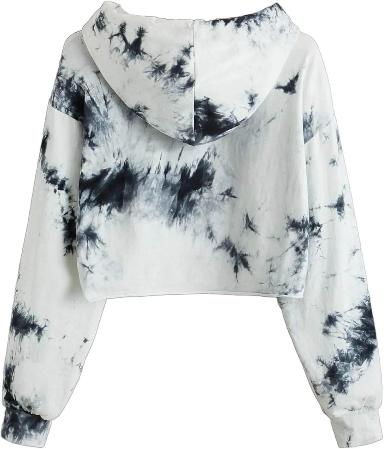 Hilinker Women's Tie Dye Crop Hoodies Casual Cute Graphic Long Sleeve Pullover Tops