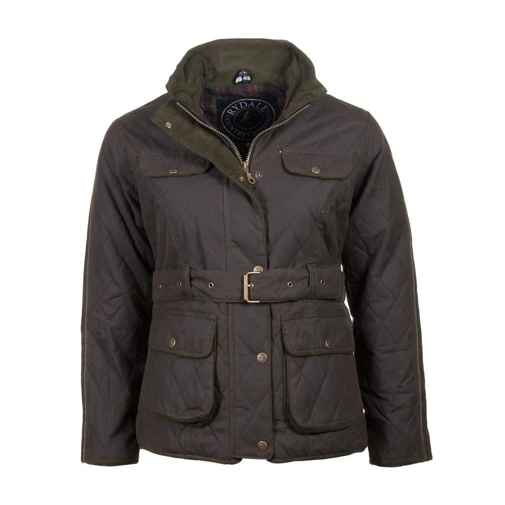 Ladies Rydale Belted Diamond Quilted Waxed Country Jacket