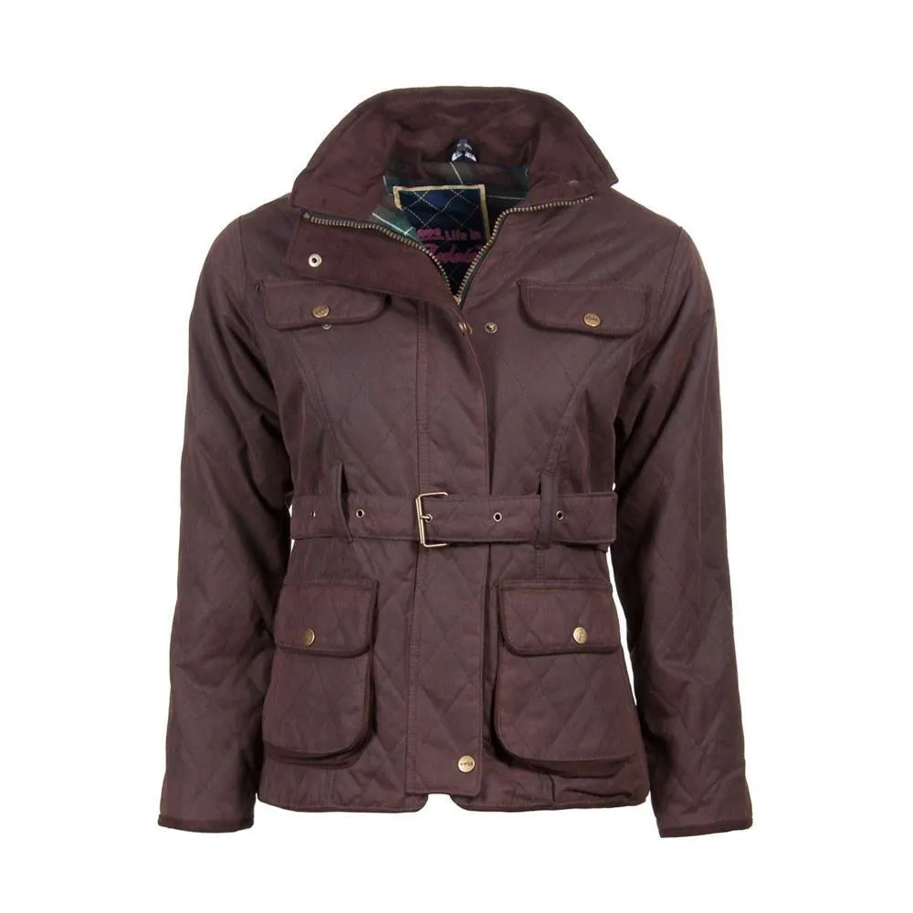 Ladies Rydale Belted Diamond Quilted Waxed Country Jacket