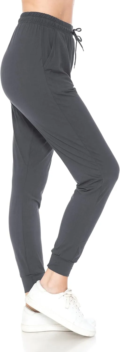 Leggings Depot Women's Jogger Track Cuff Sweatpants with Pockets for Yoga, Workout