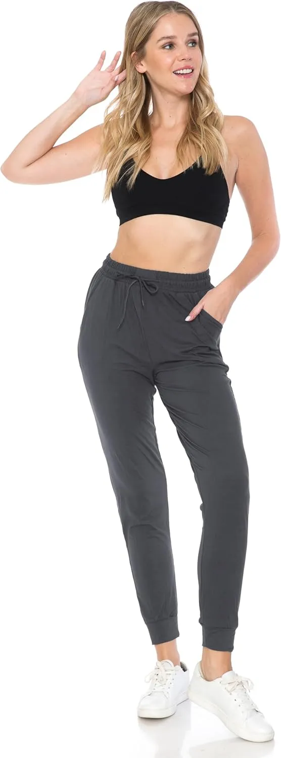 Leggings Depot Women's Jogger Track Cuff Sweatpants with Pockets for Yoga, Workout