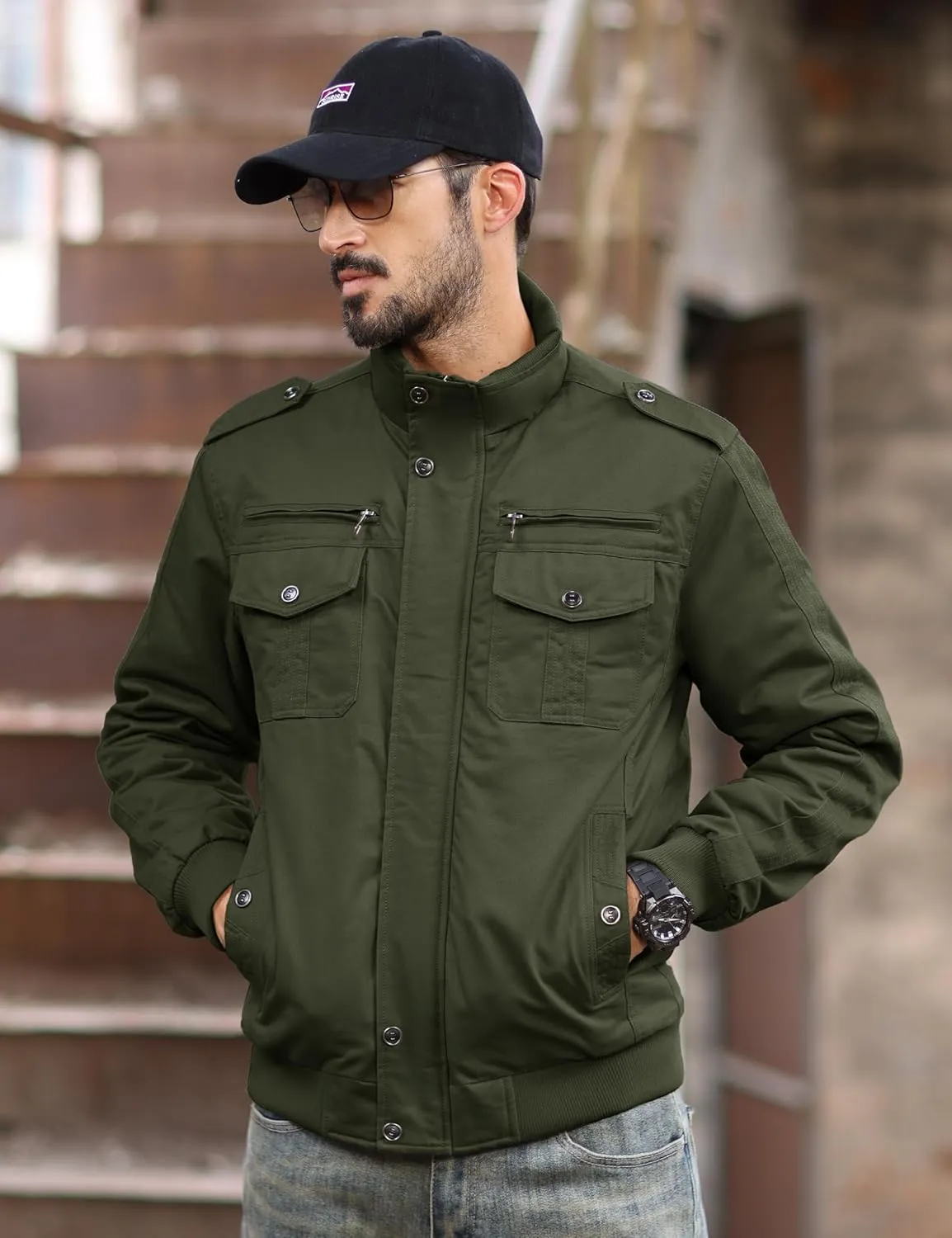 MAGCOMSEN Winter Jackets For Men Fleece Lined Coat Cotton Thermal Jacket Trucker Field Hiking Jackets Canvas Work Jacket