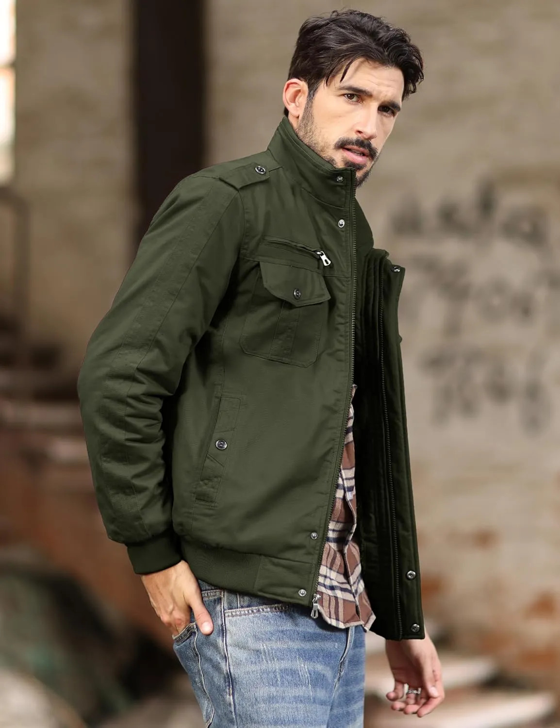 MAGCOMSEN Winter Jackets For Men Fleece Lined Coat Cotton Thermal Jacket Trucker Field Hiking Jackets Canvas Work Jacket