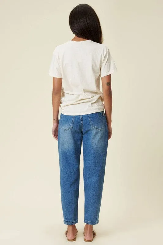 Medium Stone Distressed Slouchy Jeans - Vibrant M.i.U