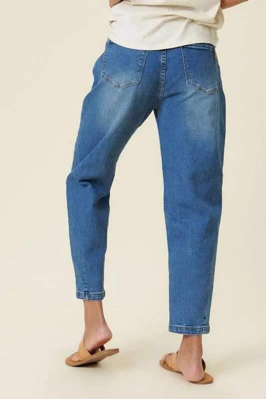 Medium Stone Distressed Slouchy Jeans - Vibrant M.i.U