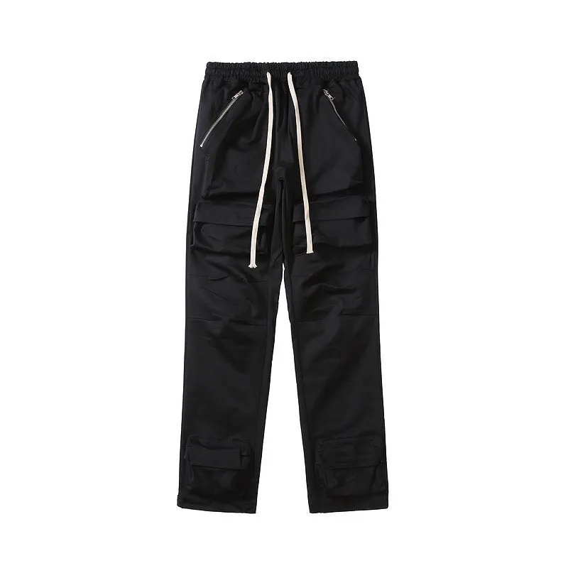 Men Cargo Pants Drawstring Ankle Pockets