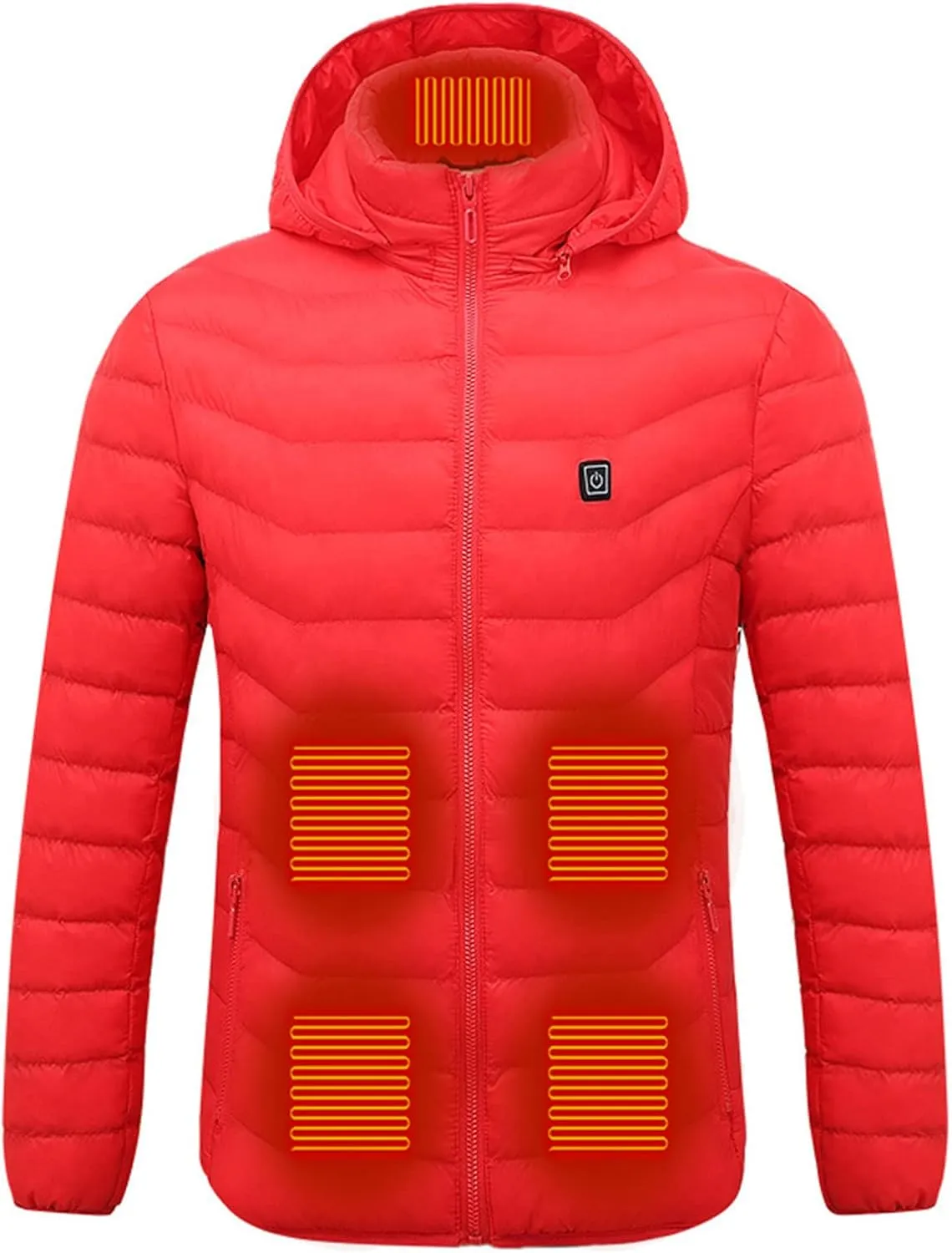 Men Women Heated Coat Rechargeable Smart Heating Hooded Jacket Winter Lightweight Thermal Outdoor Adjustable Warm Puffer Coat