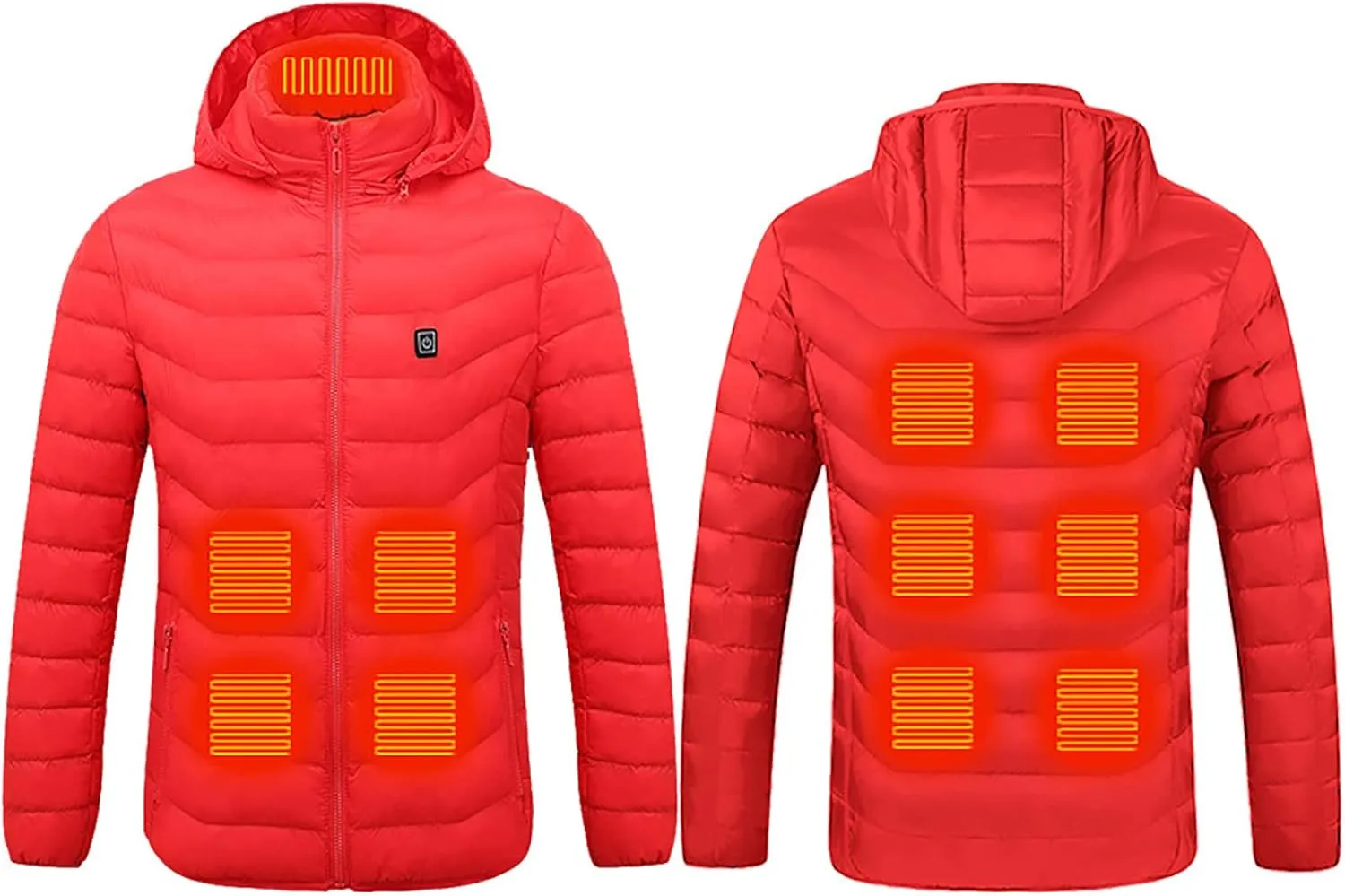 Men Women Heated Coat Rechargeable Smart Heating Hooded Jacket Winter Lightweight Thermal Outdoor Adjustable Warm Puffer Coat
