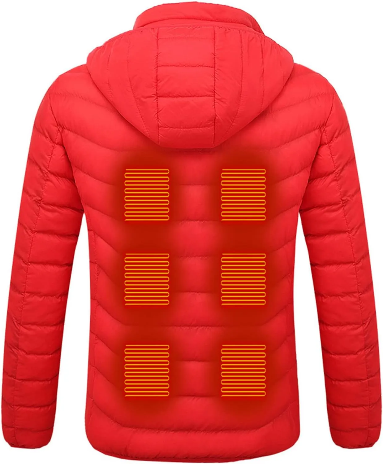 Men Women Heated Coat Rechargeable Smart Heating Hooded Jacket Winter Lightweight Thermal Outdoor Adjustable Warm Puffer Coat