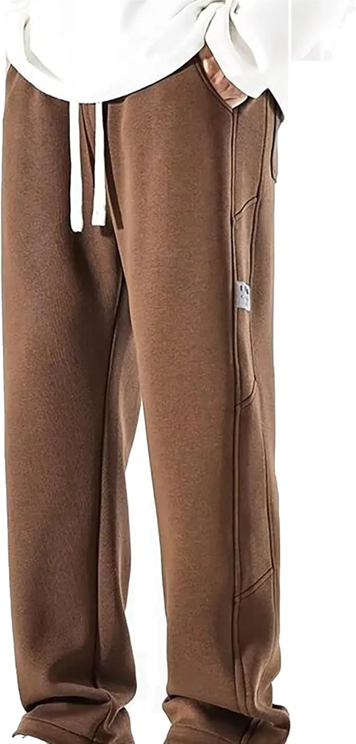 Mens Baggy Cargo Corduroy Pants Wide Leg Loose Fit Drawstring Sweatpants Elastic Waist Open Bottom Casual Pants