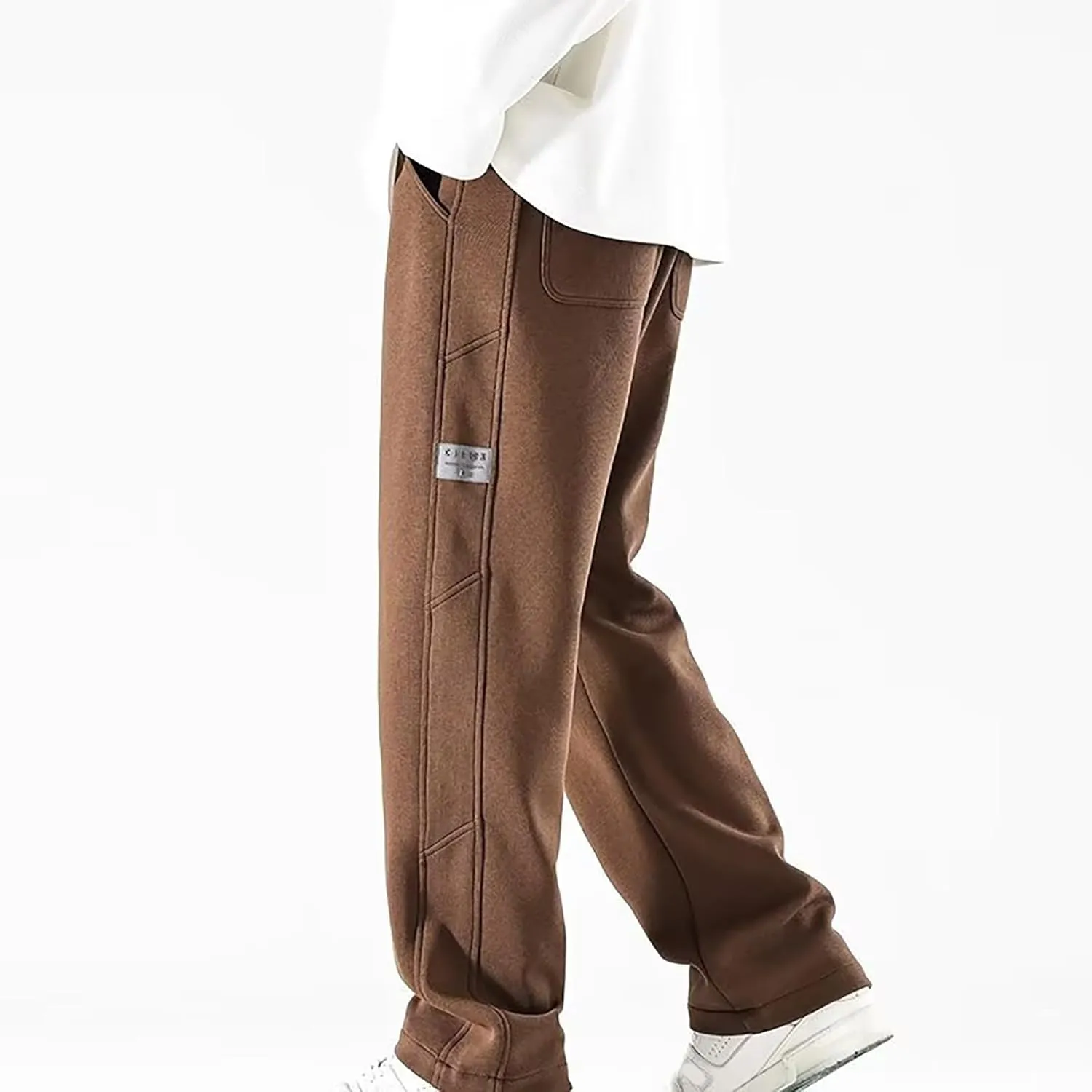Mens Baggy Cargo Corduroy Pants Wide Leg Loose Fit Drawstring Sweatpants Elastic Waist Open Bottom Casual Pants