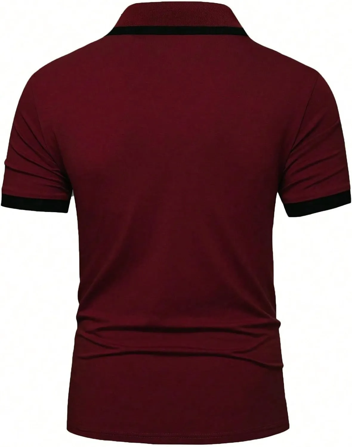 Men's Button Color Block Golf Shirts Short Sleeve Collared Shirt with Pocket