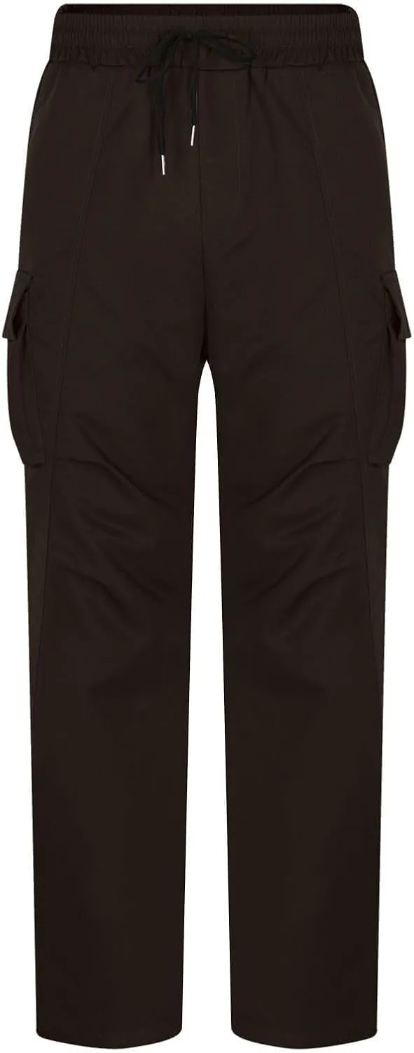 Mens Cargo Pants Elastic Waist Drawstring Slim Fit Skinny Joggers for Men Lightweight Hiking Pants with Multi Pockets