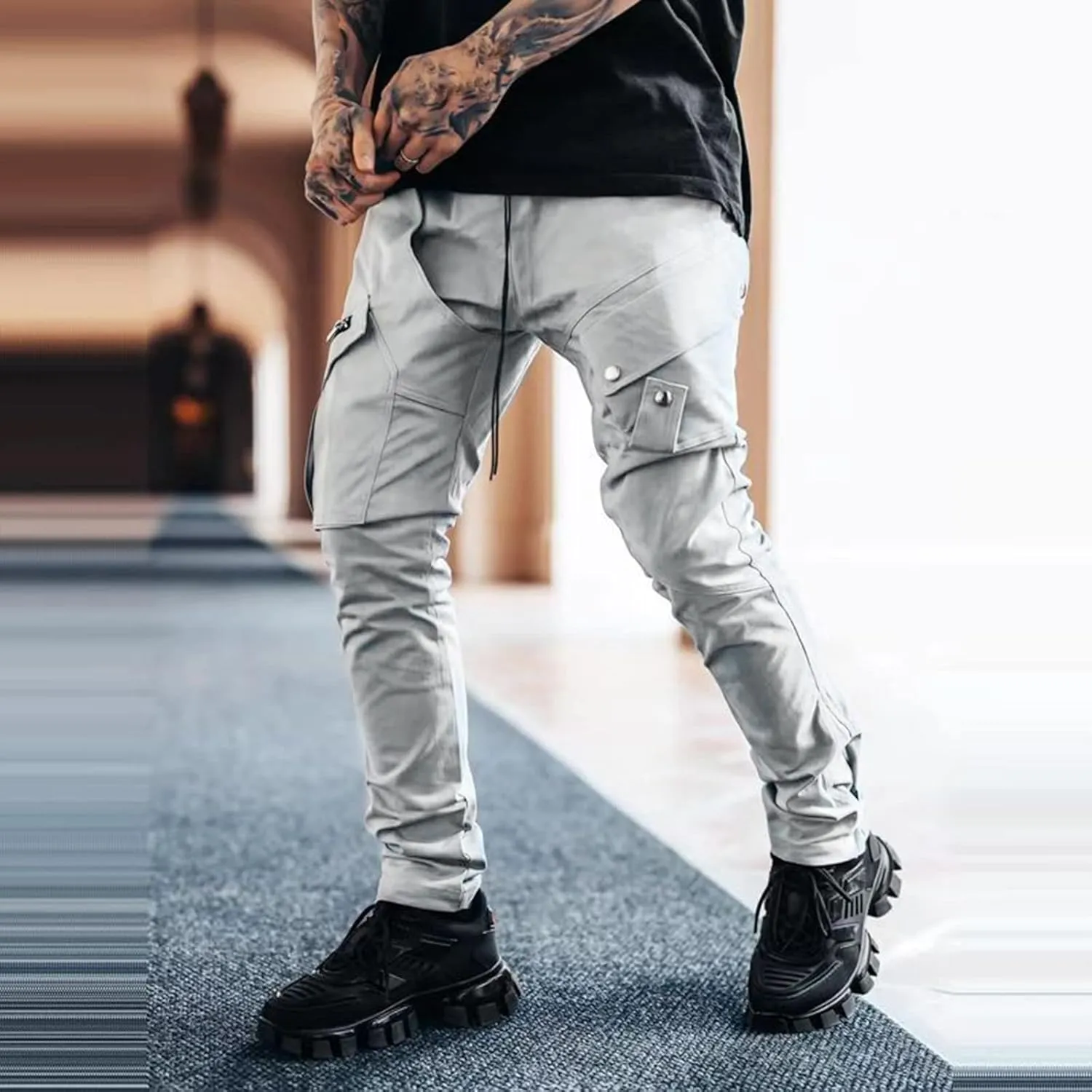Mens Cargo Sweatpants Mens Boot Cut Work Pants Baggy Khaki Pants Mens Relaxed fit Mountain Khaki Khaki Pants for Men