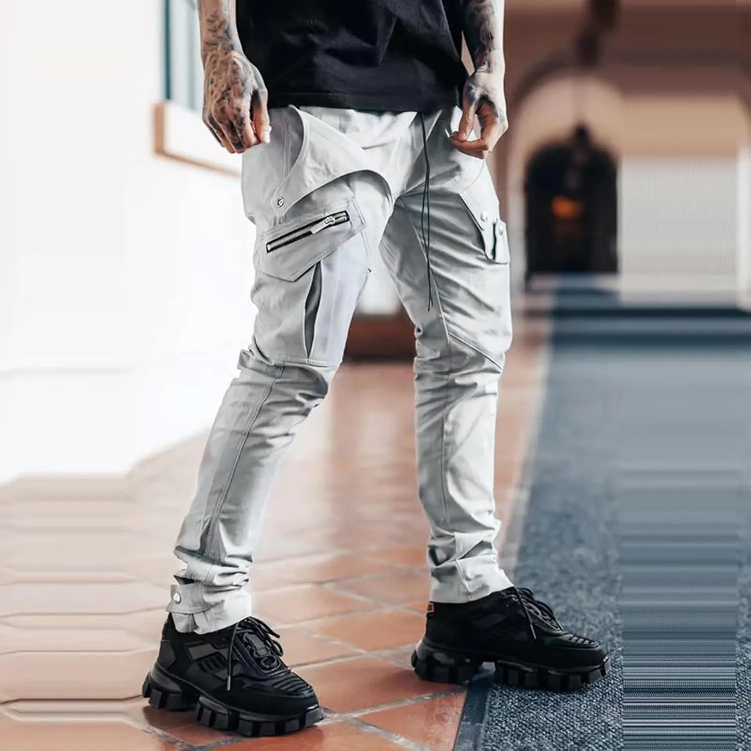 Mens Cargo Sweatpants Mens Boot Cut Work Pants Baggy Khaki Pants Mens Relaxed fit Mountain Khaki Khaki Pants for Men