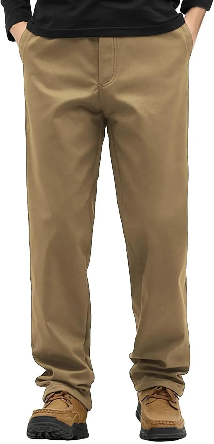 Men's Heavyweight Fleece Cargo Pants Thick Warm Joggers Pants Sherpa Workout Hiking Thermal Skiing Sweatpants