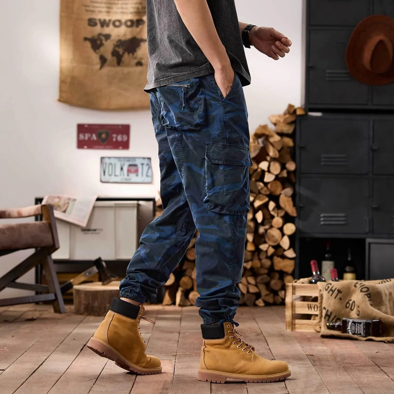 Men's Tactical Cargo Pants Hiking Joggers Running Workout Gym Track Pants Summer Lightweight Trousers