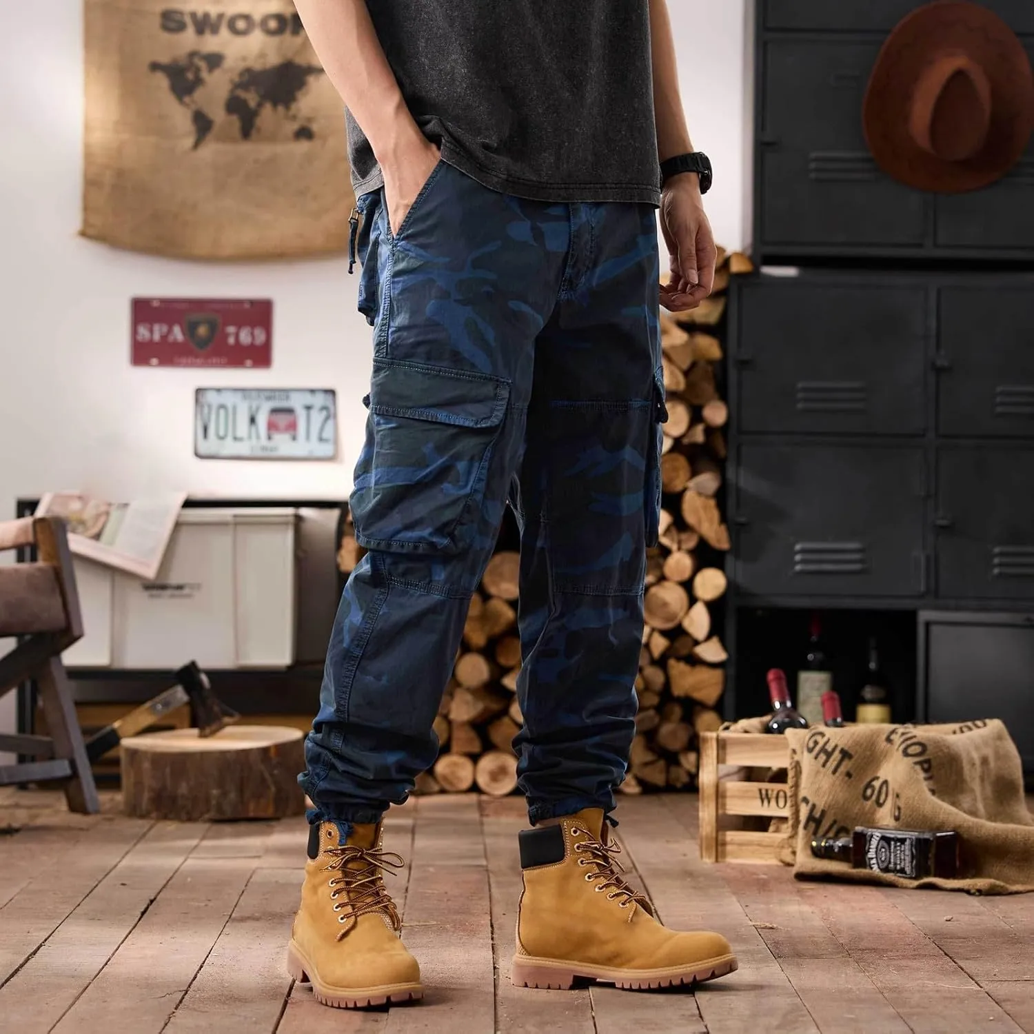 Men's Tactical Cargo Pants Hiking Joggers Running Workout Gym Track Pants Summer Lightweight Trousers