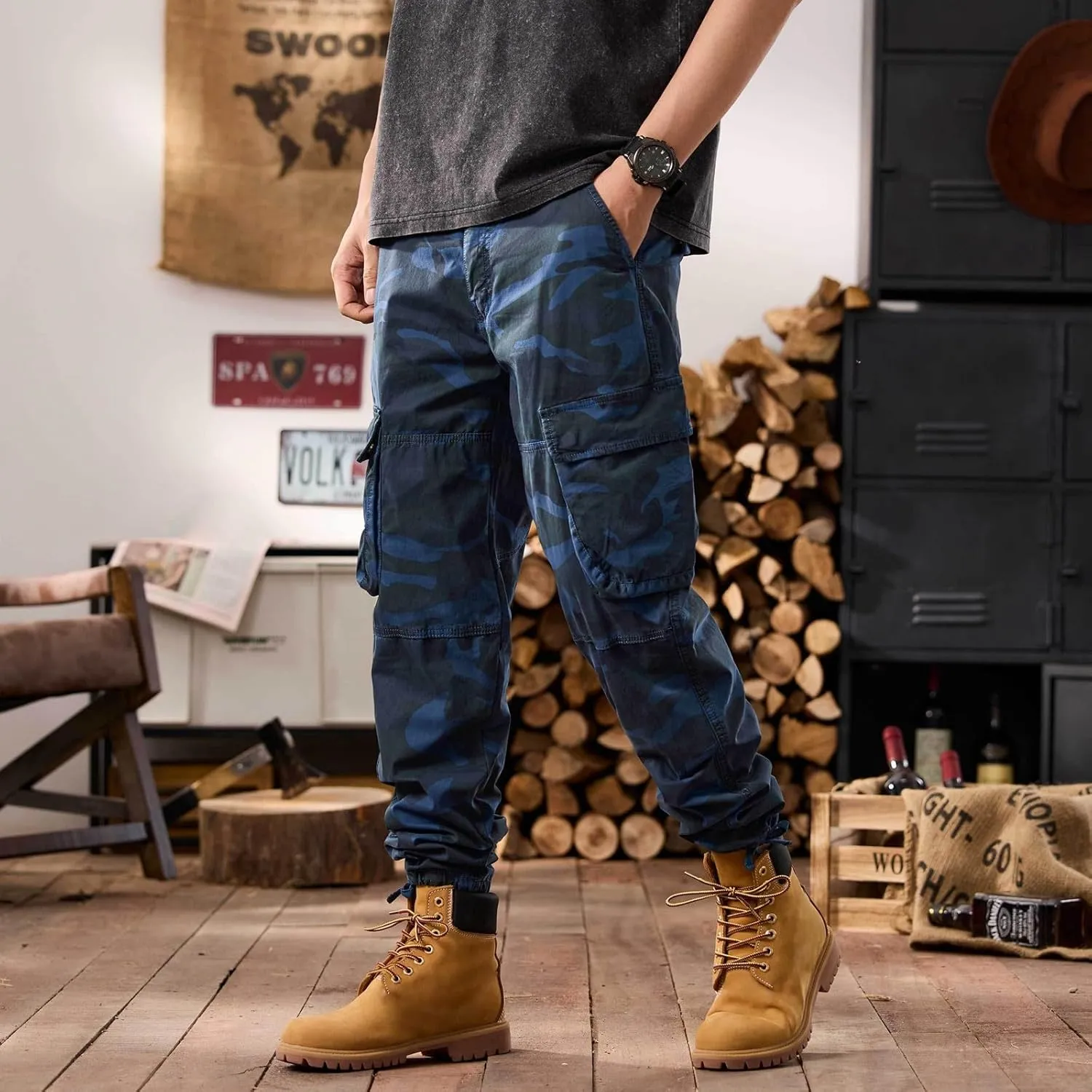 Men's Tactical Cargo Pants Hiking Joggers Running Workout Gym Track Pants Summer Lightweight Trousers