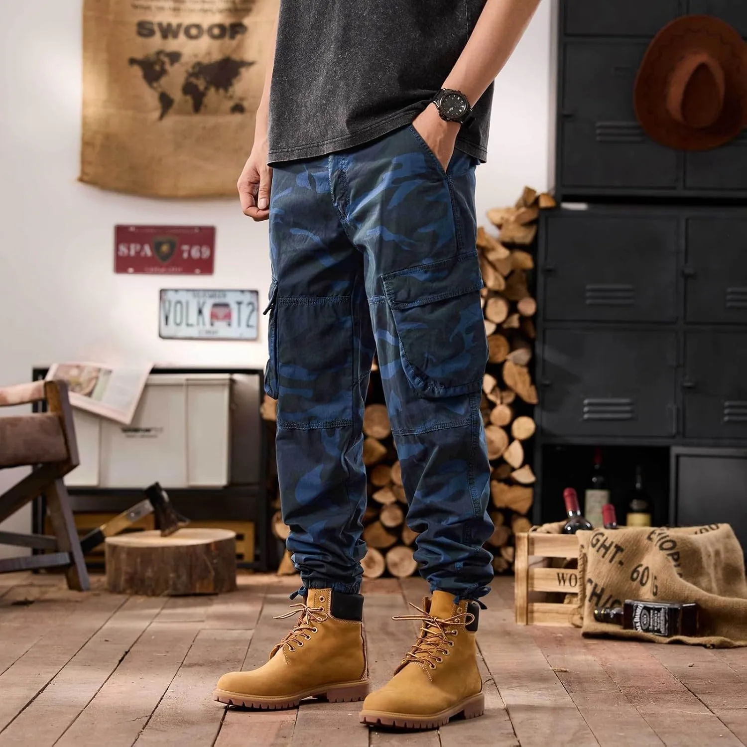 Men's Tactical Cargo Pants Hiking Joggers Running Workout Gym Track Pants Summer Lightweight Trousers