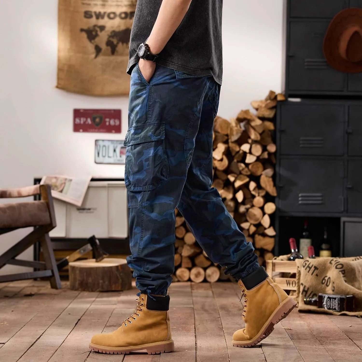 Men's Tactical Cargo Pants Hiking Joggers Running Workout Gym Track Pants Summer Lightweight Trousers