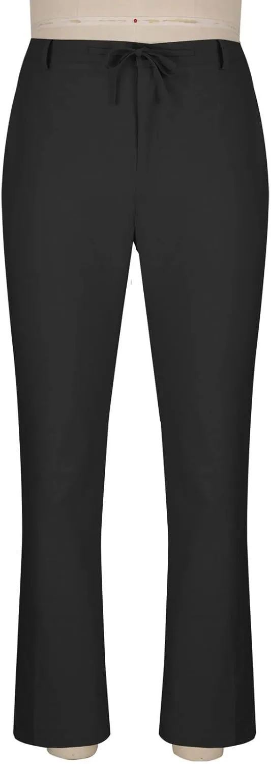 Plus Size Linen Pants for Men Casual Elastic Waist Lightweight Loose Fit Trousers Solid Business Wide Leg Suit Pant
