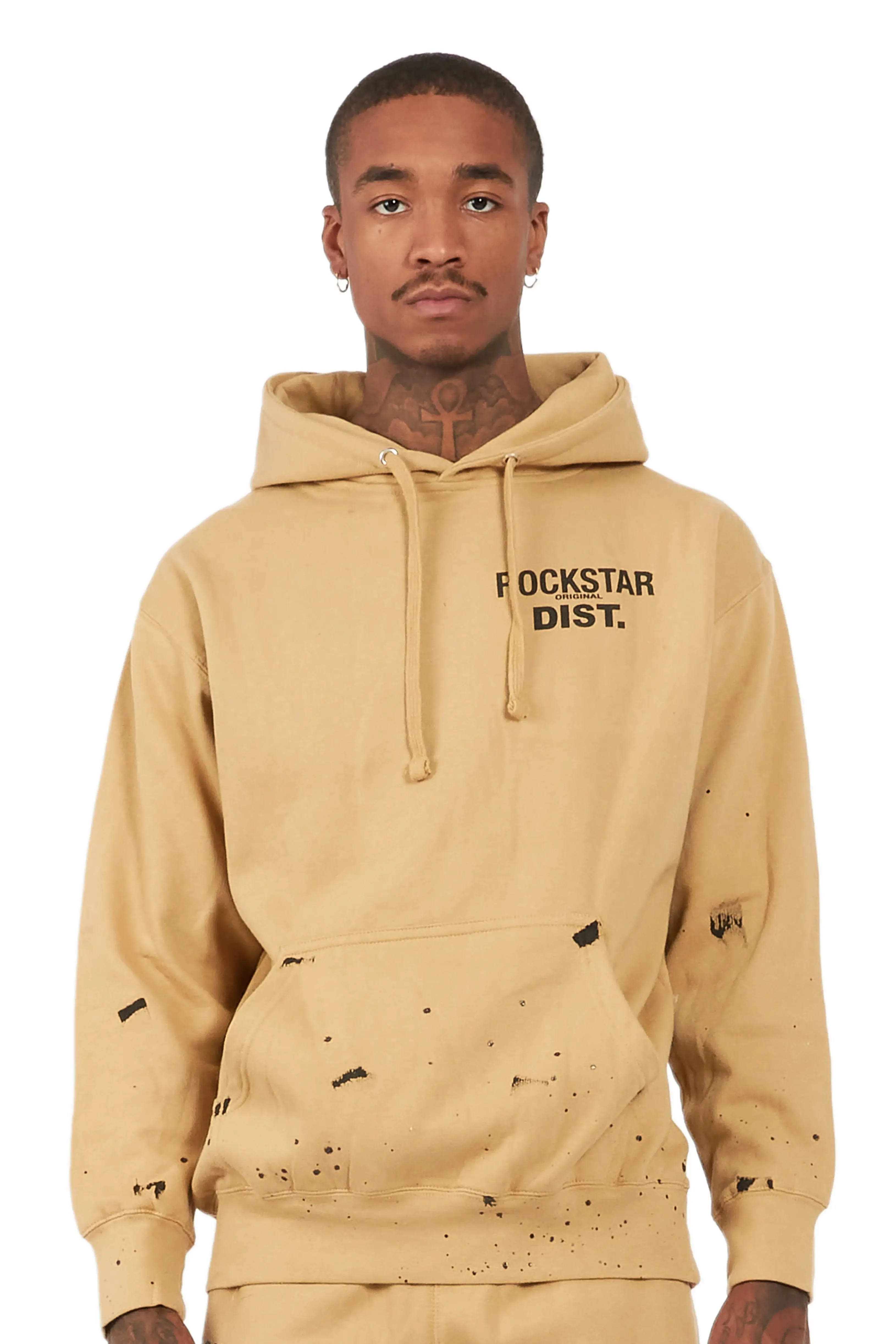 Raffer Beige Graphic Hoodie