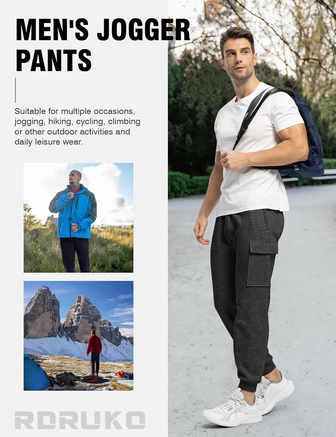 Rdruko Men's Fleece Jogger Pants Winter Thicken Sweatpants Warm Track Pants with Pockets