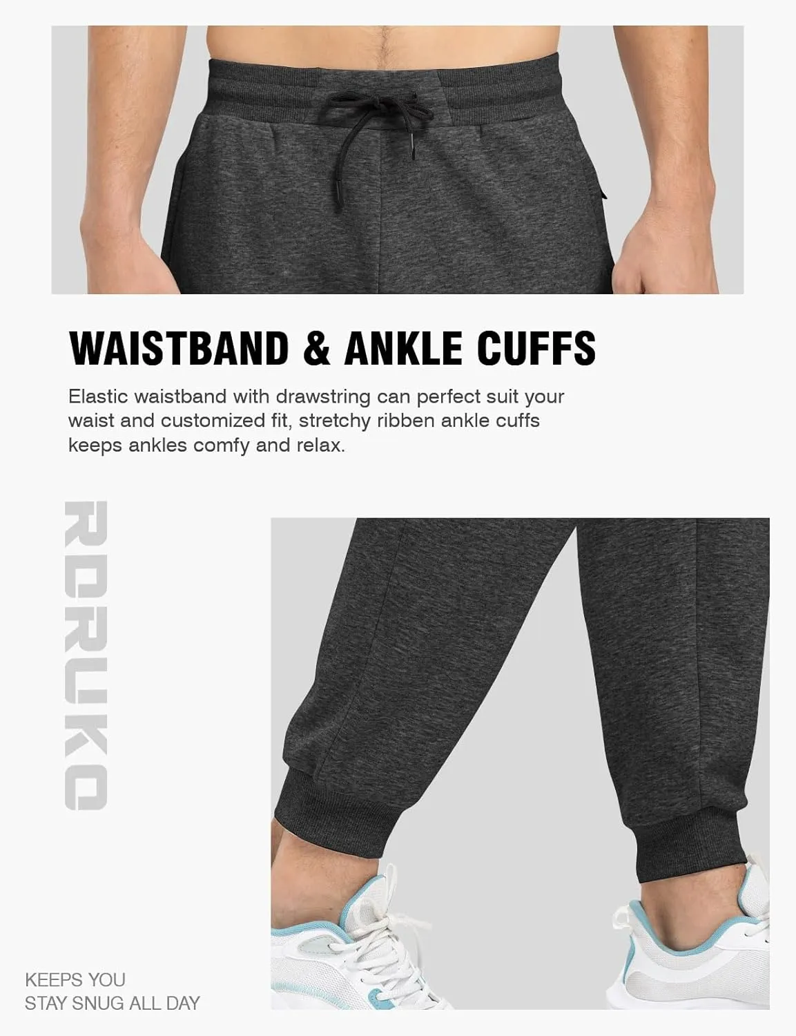 Rdruko Men's Fleece Jogger Pants Winter Thicken Sweatpants Warm Track Pants with Pockets