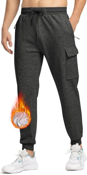 Rdruko Men's Fleece Jogger Pants Winter Thicken Sweatpants Warm Track Pants with Pockets